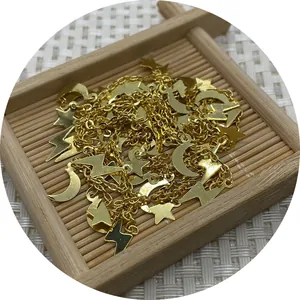 Golden chain with star moon lightning charms for DIY necklace and jewelry making