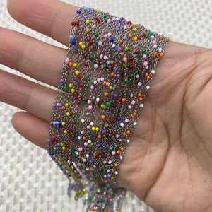 Catena in acciaio inossidabile con perline colorate per creazione di gioielli fai-da-te