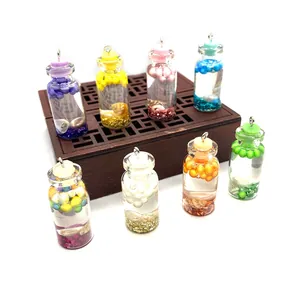 Pendentifs mini bouteilles en verre avec coquillages et résine pour colliers DIY