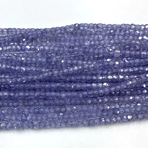 Perle sfaccettate in pietra naturale lilla 2x3mm a forma di ruota per gioielli DIY