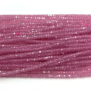 Perline sfaccettate in pietra naturale rosa 2x3mm per creazione gioielli fai da te