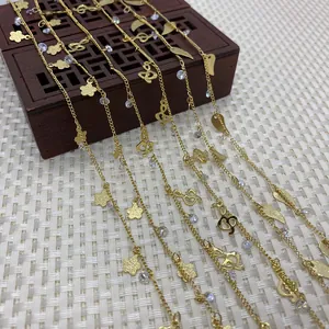 Golden copper twist chains with flower and musical note charms for DIY jewelry making