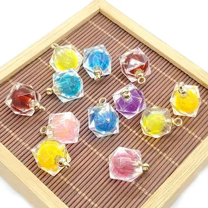 Kleurrijke gefacetteerde acryl hangers 15x20mm met gouden ringen voor DIY sieraden