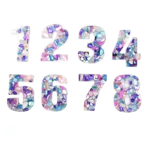 Perline numeri 1-8 in resina fai-da-te con pietre colorate e trama a mosaico per gioielli