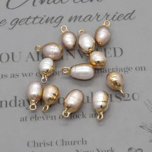 Barokke zoetwaterparel hangers met vergulde lussen voor het zelf maken van elegante sieraden