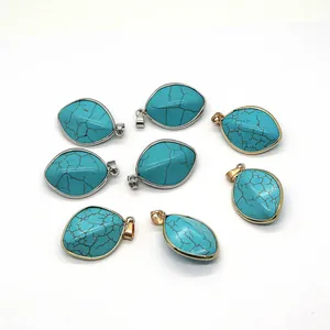 Colgantes de turquesa marquesa con cierres de oro y plata para crear collares de joyería