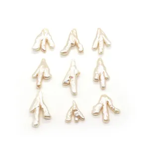 Natural baroque freshwater pearl beads with unique chicken claw shape for DIY jewelry making