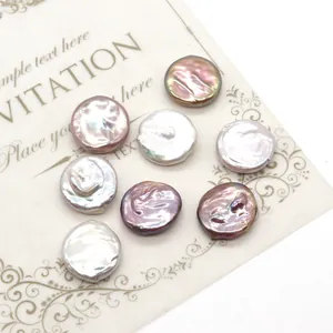 Perlas de Agua Dulce Naturales Sueltas Iridiscentes Forma de Moneda Barroca Sin Agujero Para Joyería DIY Colgantes