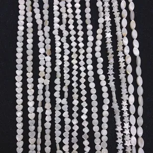 Cuentas de Concha de Nácar Blanca Natural Corazón Estrella Flor Redonda Navette Forma Pulido Cuentas Sueltas Para Joyería DIY