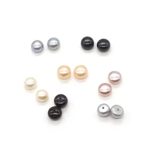 Natural freshwater half-drilled pearls in various colors for DIY jewelry earring making