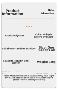Detailed spec sheet showing 320g polyester fabric and size info for winter scarves