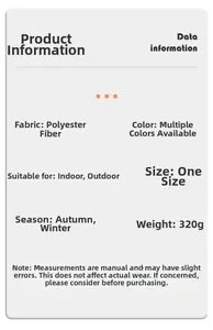 Detailed technical specifications card for winter scarf with material and size details