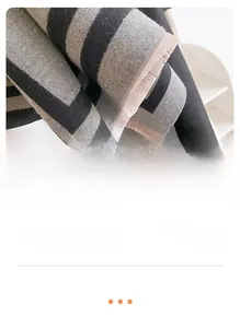 Detail shot of the cashmere-feel scarf showing fine fringe edges and woven texture