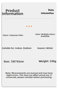Polyester daisy scarf details: 185x65cm size and 330g weight for winter warmth