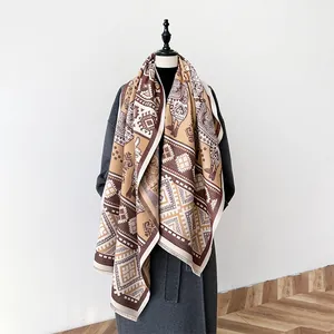 Damen Ethno Alpaka Muster Kaschmir-Imitat Schal Winter Warm Geometrisch Quaste Stola Böhmisch Reise Schal Pashmina