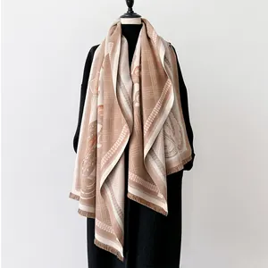 Modischer Pashmina-Schal mit Kaschmir-Gefühl, Paisley-Muster und Fransen für Damen