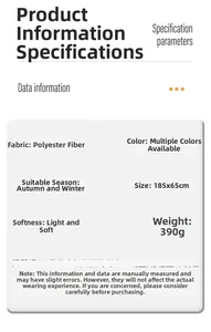 Specification table for floral cashmere-feel scarf, 185x65cm, soft polyester fabric