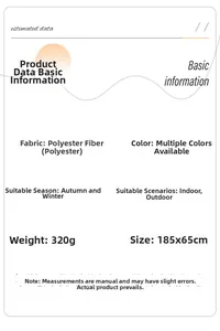 Detailed spec sheet for double-sided printed scarf 185x65cm made of polyester