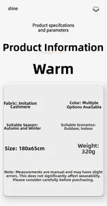 Détails de l'écharpe en imitation cachemire, taille 180x65cm et poids 320g pour hiver