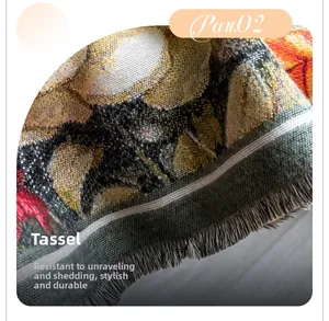 Close-up of thick butterfly pattern shawl showing durable fringe tassels and woven texture