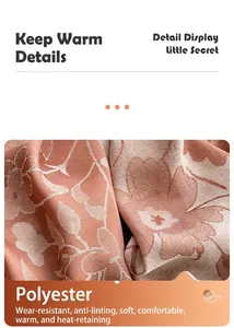 Close-up of soft polyester scarf showing delicate floral patterns and woven texture