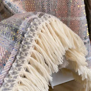 Châle poncho à carreaux pour femmes avec paillettes et doublure polaire pour l'hiver