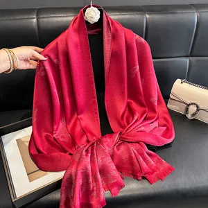 Women Fashion Satin Scarf Butterfly Floral Pattern Metallic Shimmer Long Shawl Sunshade Dustproof Wrap Beach Travel Scarf