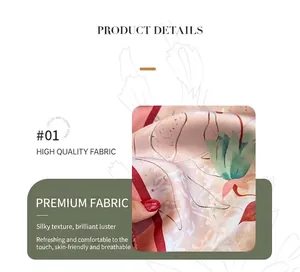 Close-up of premium silk scarf fabric showing elegant floral patterns and soft texture