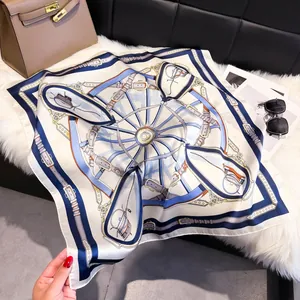Elegant Satin Square Scarf Floral Paisley Equestrian Pattern Decorative Head Neck Wrap Fashion Shawl For Women Travel Accessory