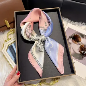 Elegant paisley silk square scarf in a gift box with floral patterns for women