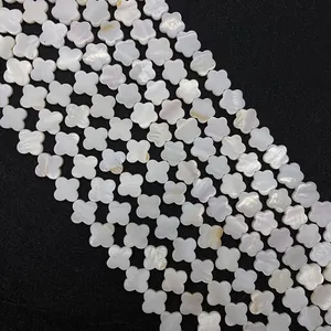 Natural white mother of pearl shell loose beads in flower shape for DIY jewelry making