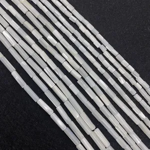 Natural Seawater Shell White Mother Of Artificial Pearl Cylinder Tube Beads For DIY Necklace Bracelet Jewelry Making Women Accessories