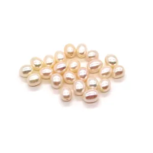 Natural white freshwater pearls for jewelry DIY with glossy oval rice shapes