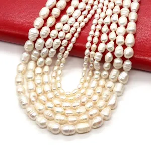 Natural white freshwater pearls in rice shape for DIY jewelry necklace accessories