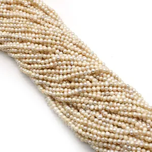 Lotto di perle d'acqua dolce naturali 2-3mm bianco crema per creazione di collane e gioielli