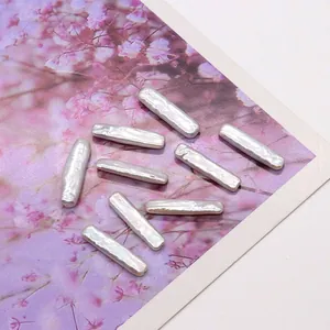 Set van 9 natuurlijke zoetwaterparels in staafvorm, parelwit voor DIY sieraden maken