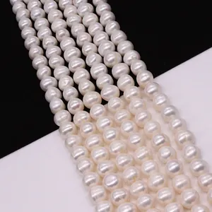 Natural Freshwater Pearl White Loose Beads Near Round High Quality Strands For DIY Jewelry Making Accessories Gift