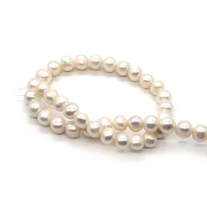 High-quality white natural freshwater pearls for DIY jewelry making near-round shape beads