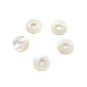 Cinq anneaux en nacre blanche naturelle de 15mm pour la création de bijoux DIY