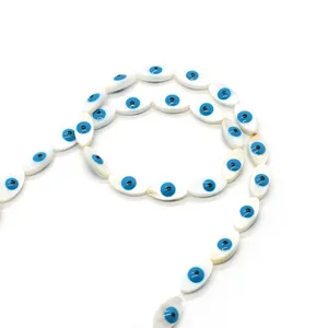 Natural freshwater shell evil eye marquise loose beads for DIY jewelry making