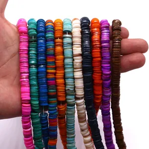 Fili di perline heishi colorate in conchiglia 6-8mm per creazione di collane e bracciali DIY