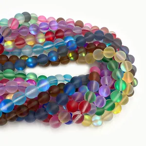 Frosted mermaid aurora beads in mixed colors for DIY jewelry making and necklaces