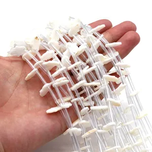 Natural white freshwater shell Hamsa palm beads for handmade DIY jewelry making