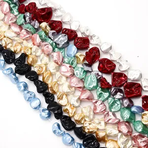 Colorful irregular 15-25mm shell tooth beads with pearl luster for DIY jewelry making