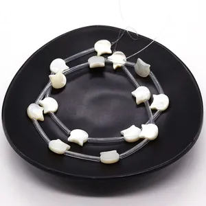Perles en nacre blanche naturelle en forme de chat pour la création de bijoux DIY