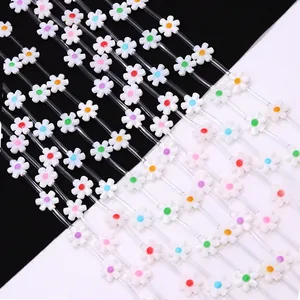 Natural Freshwater Shell Six Petal Flower Loose Beads For DIY Jewelry Making Accessories Drip Oil Floral Daisy Beads