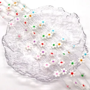12mm natural freshwater shell flower beads with colorful oil-drip centers for DIY jewelry
