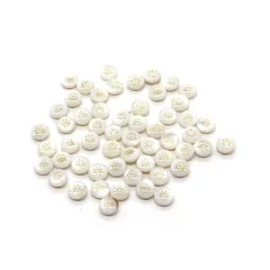 Natural white shell beads with gold sun pattern and diamond rose accents for DIY jewelry