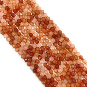 Perles rondes en agate cornaline rouge facettée pour la création de bijoux DIY