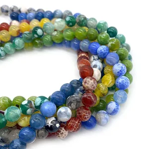 Gekleurde vuuragaat ronde kralen met drakenadertextuur voor DIY-sieraden maken